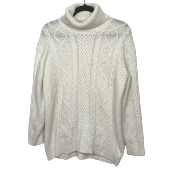 Aritzia Sweaters - Aritzia Babaton Erickson Ivory Wool Cashmere Cable Knit Turtleneck Sweater